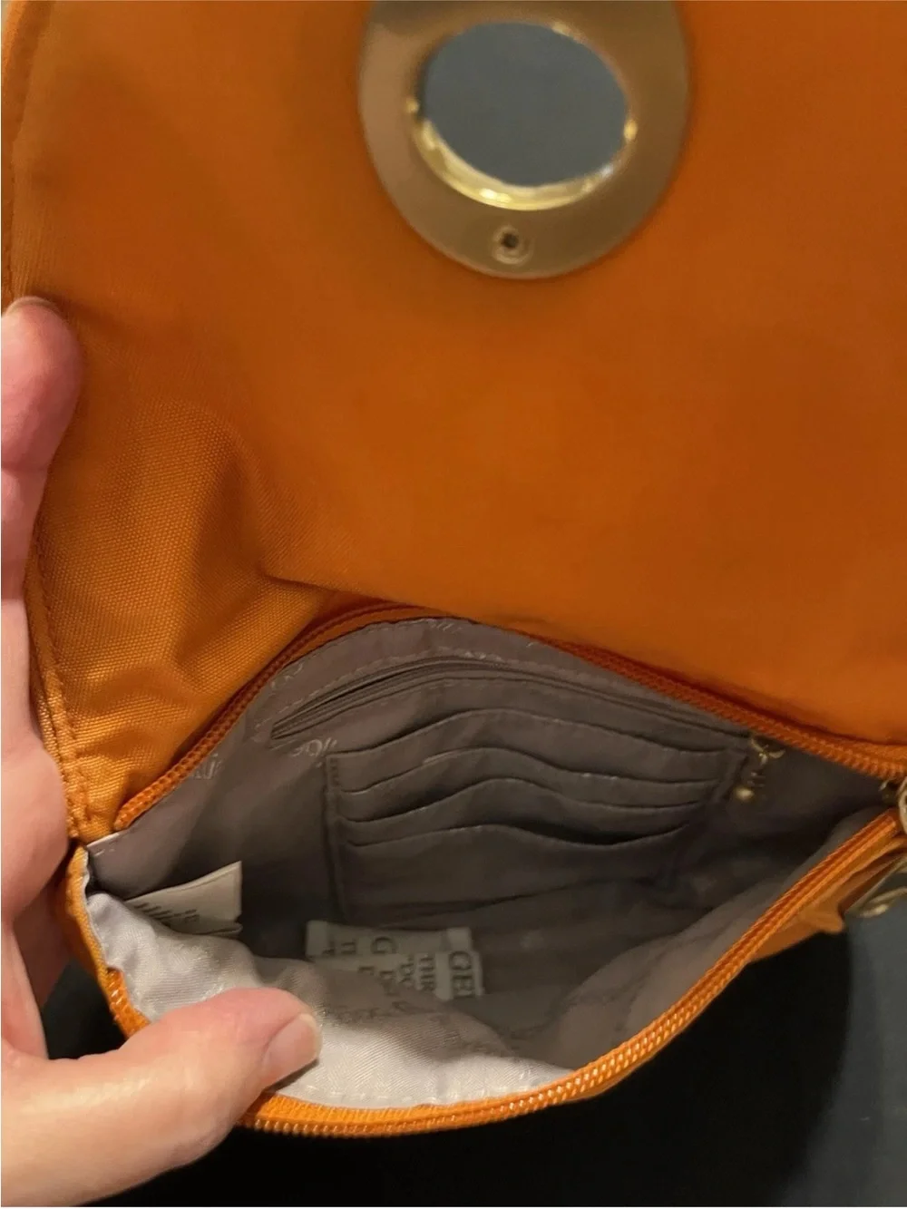Baggallini Crossbody Belt Convertible Bag Bright Orange & Gold Adjustable